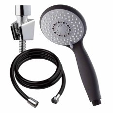 Sprchová sada ROBIN BLACK - hadice 150 cm, hlavice, úchyt - 3 funkce - černá