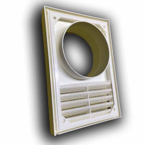Větrací mřížka 140x200 s límcem d100 mm průchodka - bílá-KOPIE