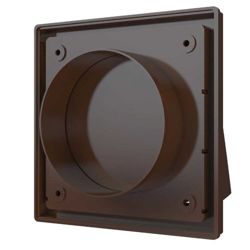 Venkovní mřížka 150x150 s límcem d100 mm, zpětnou klapkou a krytem, hnědá