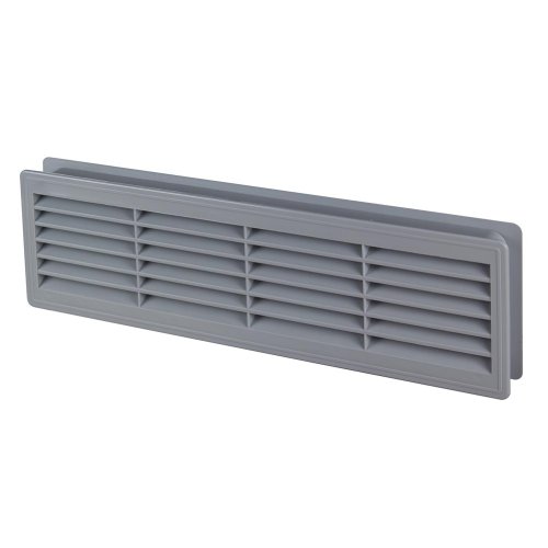 Vetracia mriežka dverná 335x132 mm s golierom a sieťkou, šedá