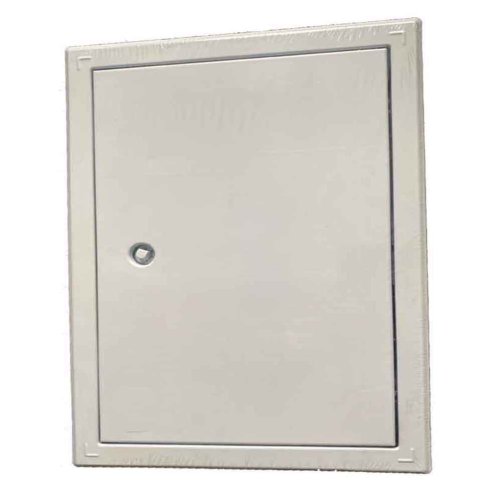 Revízne vaňové dvierka oceľové 400 x 400 mm s golierom a štvorcovým zámkom - biela Revízne vaňové dvierka oceľové 400 x 400 mm s golierom a štvorcovým zámkom - biela