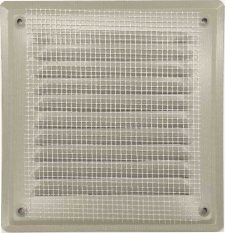 Větrací kovová plochá mřížka 140x140 mm se síťkou proti hmyzu - bílá