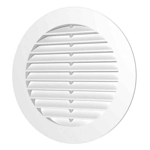 Větrací mřížka kulatá SOLID s límcem d150 mm a síťkou, bílá