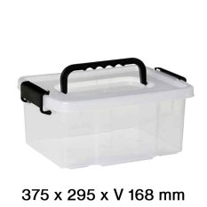 Úložný box UNO BOX 11 L průhledný s víkem a madlem - 375 x 300 x 170 mm
