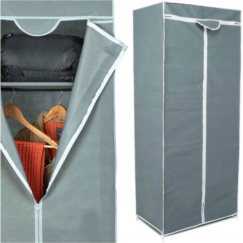 Textilní skládací šatní skříň - 70 x 45 x 155 cm - šedá