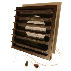Větrací mřížka 183x183 mm s límcem d150 mm, manuální žaluzií a síťkou, hnědá