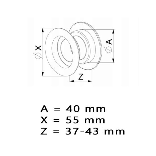 Okrúhly vetrací ventil do dverí a nábytku d50 mm - dvojdielny - šedá