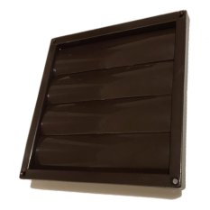 Větrací mřížka 183x183 mm s gravitační žaluzií, límcem d150 mm a síťkou, hnědá