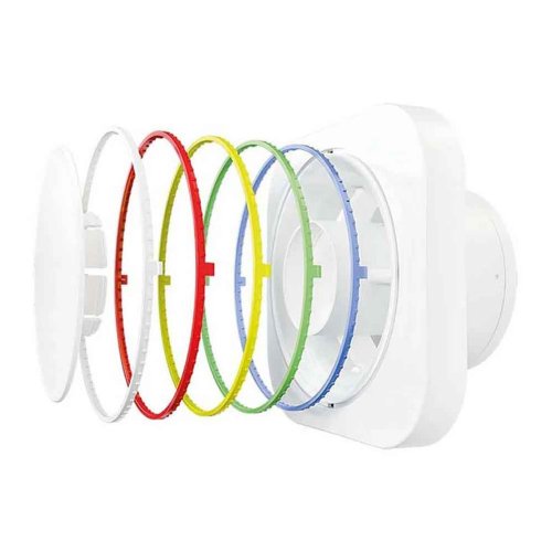 Ventilátor ROUND d100 mm se zpětnou klapkou a barevnými kroužky