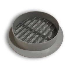 Vetracia mriežka okrúhla s golierom d100 mm a sieťkou, sivá