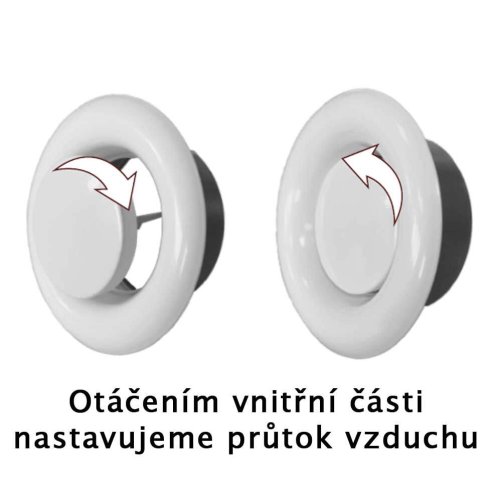 Anemostat talířový ventil odvodní kovový d125 mm - matně černý RAL 9005