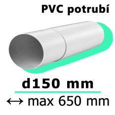 Teleskopické kulaté ventilační potrubí d150 mm, délka max 490 mm