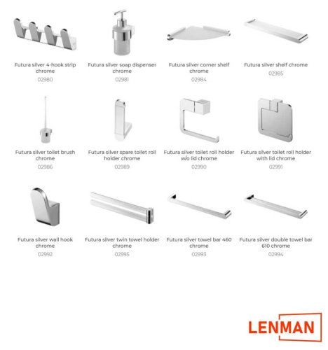 FUTURA BLACK – Vešiak na uterák lišta 4 háky –  černá – BISK 02952