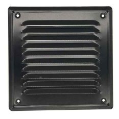 Větrací kovová plochá mřížka 140x140 mm se síťkou proti hmyzu - černá