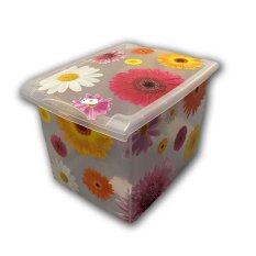 Úložný box FLOWER 20,5 L průhledný s víkem - 380 x 290 x 270 mm