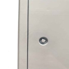 Revízne vaňové dvierka oceľové 150 x 150 mm s golierom a štvorcovým zámkom - biela