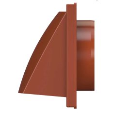 Vetracia mriežka 150x150 s golierom d100 mm, spätnou klapkou a krytom - tehlová