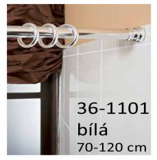 Tyč na záclony do kúpeľne 70-120 cm – biela – 36-1101