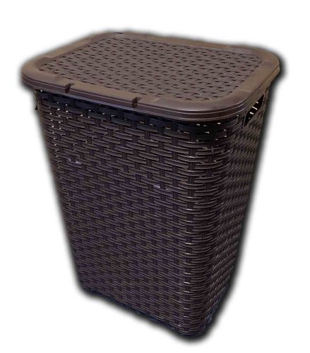 Kôš na bielizeň s vekom RATAN 60 L - hnedý - 440 х 340 x V 600 mm