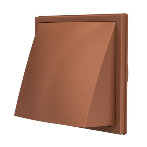 Venkovní mřížka 190x190 s límcem d150 a d160 mm, zpětnou klapkou a krytem, cihlová