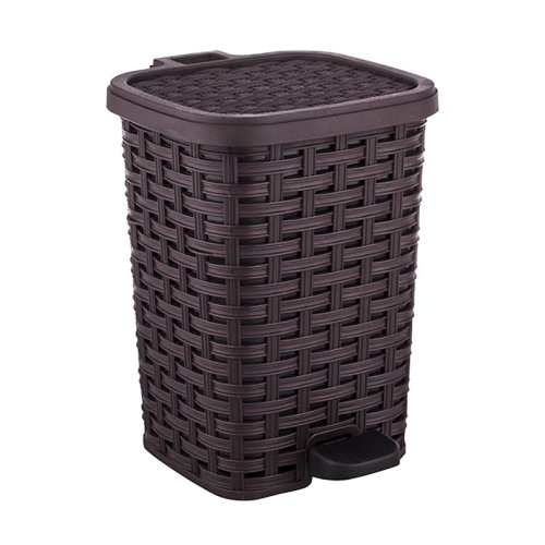 Odpadkový koš RATTAN 12 L s pedálem a vědrem s rukojetí - hnědá