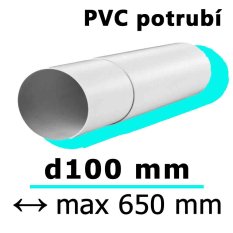 Teleskopické kulaté ventilační potrubí d100 mm, délka max 490 mm