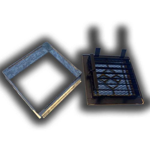 Krbová mriežka s golierom 170 x 170 mm - zlatá antik - s manuálnou žalúziou Krbová mriežka s golierom 170 x 170 mm - zlatá antik - s manuálnou žalúziou