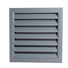 Vetracia mriežka 183x183 mm s okrúhlym golierom d150 mm a sieťkou, šedá