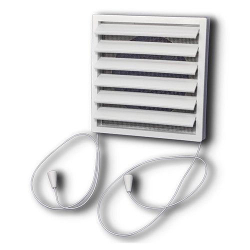 Vetracia mriežka 140x140 mm s golierom d100 mm, regulovateľnou žalúziou a sieťkou, biela
