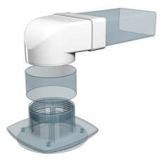 Spojka redukce 90° větracích kanálů 220x55 mm a d125 mm