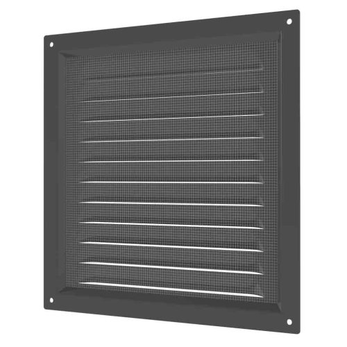Vetracia kovová plochá mriežka 200x200 mm so sieťkou proti hmyzu - sivá