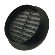 Větrací mřížka kulatá s límcem d160 mm a síťkou, černá