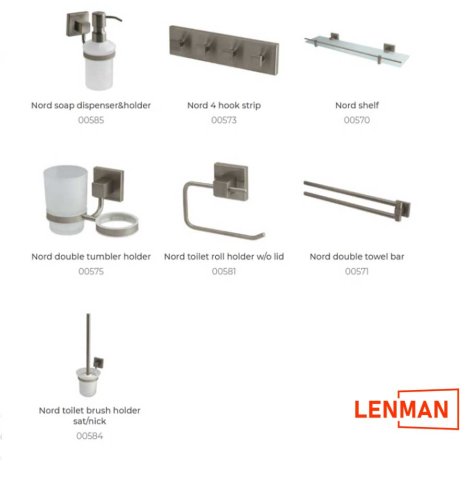 NORD – Sklenička koupelnová dvojitá s úchytem – nikl – 00575