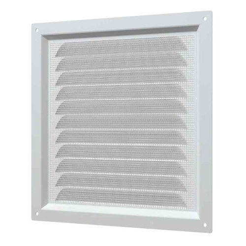 Vetracia kovová plochá mriežka 250x250 mm so sieťkou proti hmyzu, biela