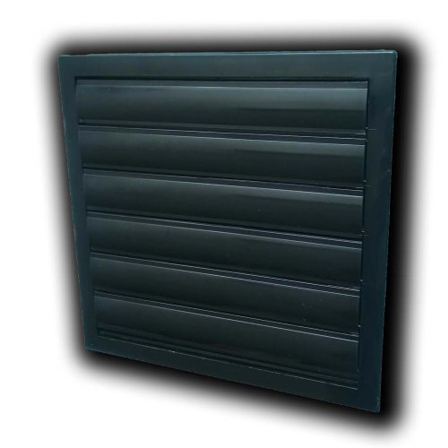 Vetracia mriežka 183x183 mm s golierom d150 mm, manuálnou žalúziou a sieťkou, čierna
