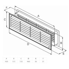 Ventilačná mriežka 460x135 mm - set 2 ks - calvados