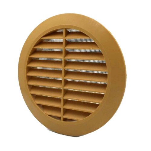 Vetracia mriežka okrúhla s golierom d150 mm a sieťkou, béžová