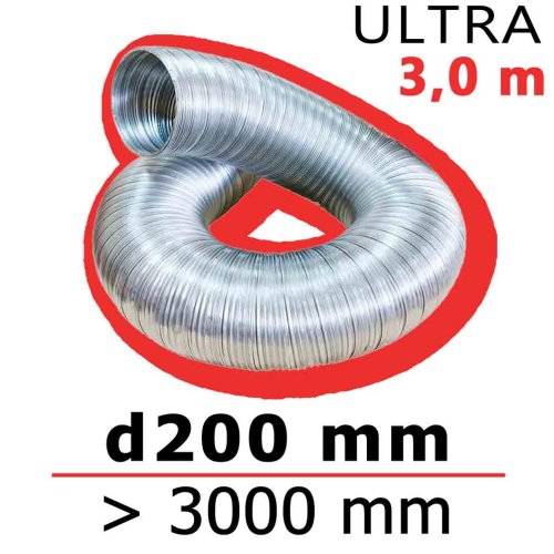 Flexibilné hliníkové potrubie FLEXTUBE ULTRA d200 dĺžka 3100 mm