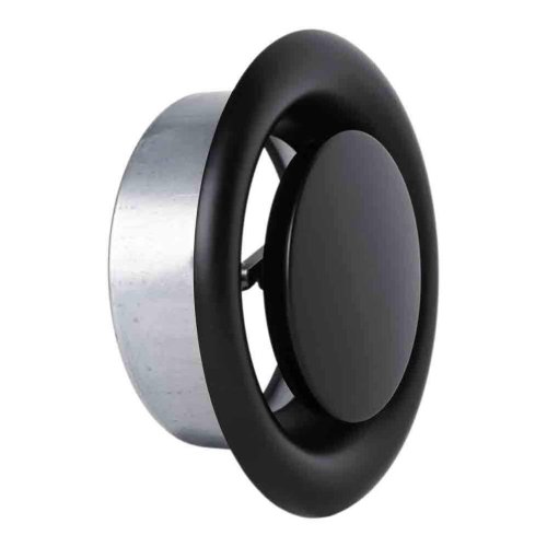 Anemostat talířový ventil odvodní kovový d125 mm - matně černý RAL 9005