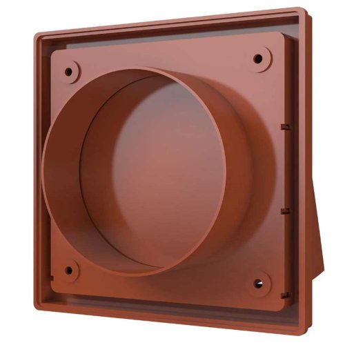 Venkovní mřížka 190x190 s límcem d150 a d160 mm, zpětnou klapkou a krytem, cihlová