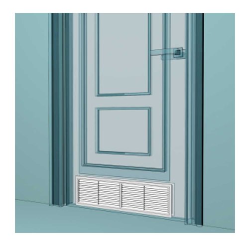 Větrací mřížka dveřní 335x132 mm s límcem a síťkou - chrom