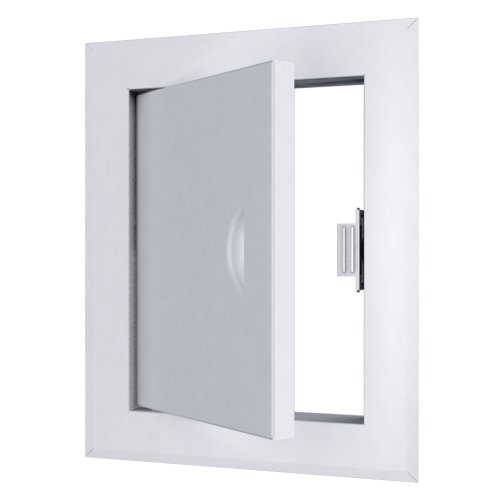 Revizní vanová dvířka ocelová 150x150 mm s montážním límcem, bílá