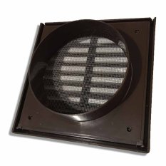 Vetracia mriežka 140x140 mm s golierom d100 mm a sieťkou, hnedá