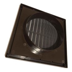 Vetracia mriežka 183x183 mm s golierom d125 mm a sieťkou, hnedá