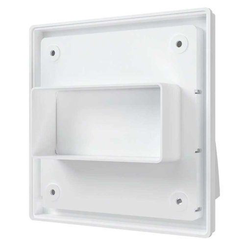 Venkovní mřížka 150x150 s límcem 110x55 mm, zpětnou klapkou a krytem - bílá