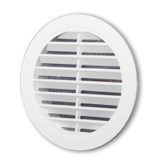 Větrací mřížka kulatá s límcem d150 mm a síťkou, bílá
