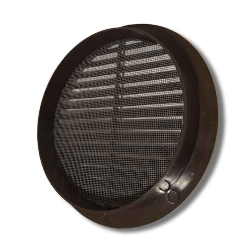 Vetracia mriežka okrúhla s golierom d160 mm a sieťkou, hnedá