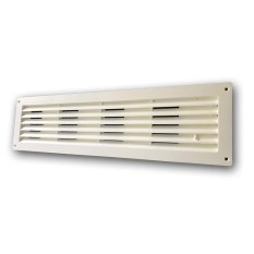 Větrací mřížka dveřní 460x130 s límcem 430x93x15 a ruční žaluzií - bílá - II. jakost