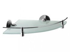 CHROMA – Kúpeľňová sklenená polica rohová – chrom – BISK 01435