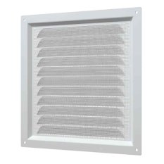 Větrací kovová plochá mřížka 300x300 mm se síťkou proti hmyzu - bílá